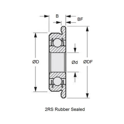 1071906 | FR4-2RS-MC3 (2 Pcs) --- Single Row Ball Bearings - 6.35x15.875x4.978 mm - Chrome Steel SAE 52100