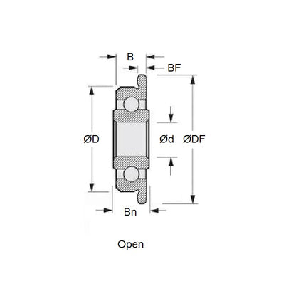 1036780 | SFWR0-MC34-GR5-R-L23 (20 Pcs) --- Single Row Ball Bearings - 1.191x3.967x1.588 mm / 2.381 mm - Stainless Steel AISI 440C