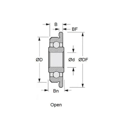 1036781 | SFWR0-MC34-GR7-R-L23 (40 Pcs) --- Single Row Ball Bearings - 1.191x3.967x1.588 mm / 2.381 mm - Stainless Steel AISI 440C