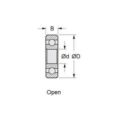 1039399 | S602-MC3-AF12 --- Single Row Ball Bearings - 2x7x2.8 mm - Stainless Steel AISI 440C