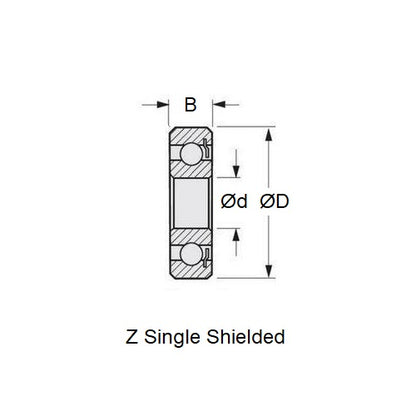 1086316 | SR6A-ZS-MC34-GR5-AF12 --- Single Row Ball Bearings - 9.525x22.225x7.142 mm - Stainless Steel AISI 440C