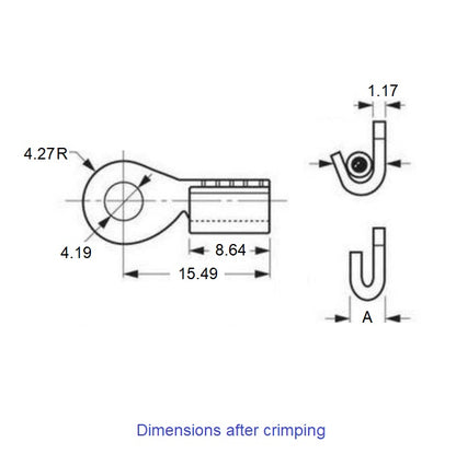 1037662 | SM-EYE (4 Pcs) --- Eye Cable Attachments - All mm - - Carbon Steel - Low Carbon Zinc Dichromate Finish
