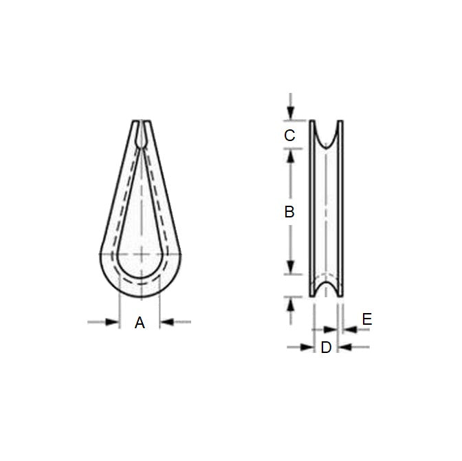 1083357 | TH-021 (500 Pcs) --- Thimbles Cable Attachments - 1.19 - 1.98 23.813x8.611 mm - Stainless Steel