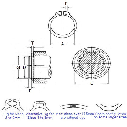 1059578 | CCE-00478-CZY --- External Retaining Rings - 4.78x0.38x4.45 mm - Zinc Plated Yellow