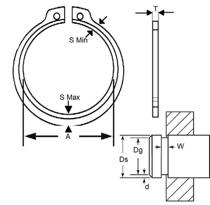 1210794 | CEB-25400-C --- External Retaining Rings - 254x4.75x238.89 mm - Carbon Spring Steel Self Finish