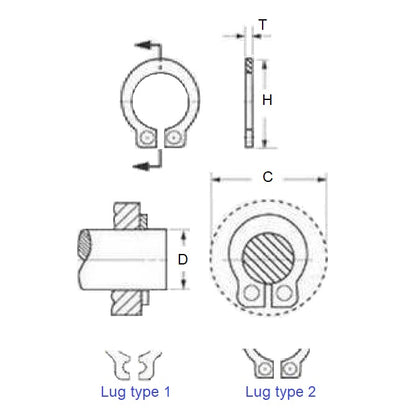 1079666 | CNG-00794-4 (3 Pcs) --- External Retaining Rings - 7.94x1.07 - - - Stainless Steel AISI 420C