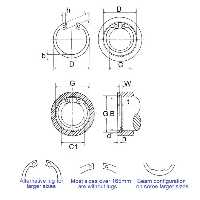 1088925 | CCI-01000-S15 (5 Pcs) --- Internal Retaining Rings - 10x1x10.4 mm - Stainless Steel Grade PH15-7 Mo
