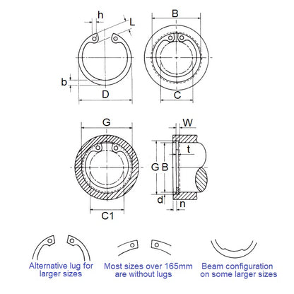 1088925 | CCI-01000-S15 (5 Pcs) --- Internal Retaining Rings - 10x1x10.4 mm - Stainless Steel Grade PH15-7 Mo