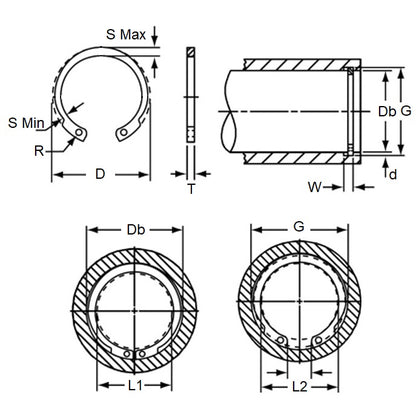 1088889 | CCI-01000-C-V --- Internal Retaining Rings - 10x0.6x10.5 mm - Spring Steel
