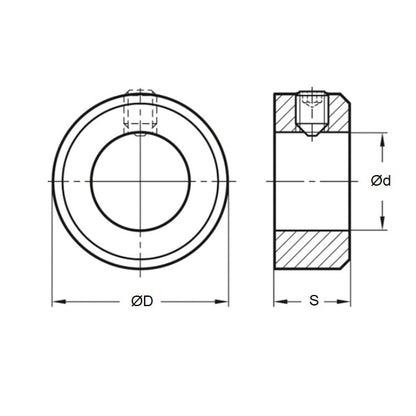 1099216 | COL-01200-020-20-ENP --- Shaft Collars - 12x20x6 mm - Steel - Electroless Nickel Plated