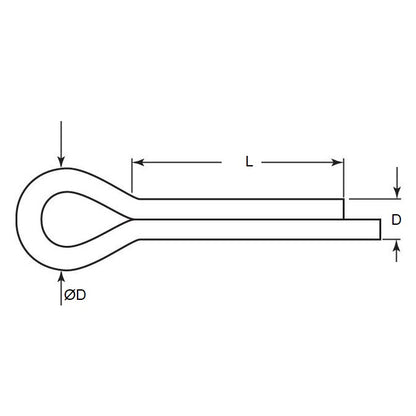 1036931 | PC012-0400-6 (30 Pcs) --- Split Pins - 1.2x40x1.1 mm - Stainless Steel 316 (Similar to A4, 18-10)