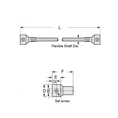 1070470 | CP-064-064-25-0203-FS --- Flexible Shafts - 6.35x6.35x203.2 mm - Plated Steel with Vinyl Cover