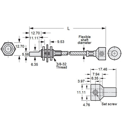 1059644 | CP-048P-048-48-0229-FS --- Flexible Shafts - 4.780 / Panel Mount 228.6x4.8 mm - Steel / Plated Steel