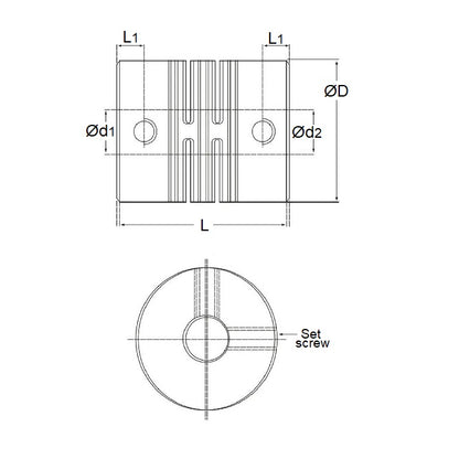 1038997 | CP-015-020-13-013-H-B6-AL-G --- Spiral 6 Beam Couplings - 1.5 2.000 Pilot Bore 12.7 mm - Aluminium
