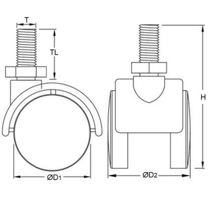 1161397 | WC437RS (2 Pcs) --- Stud Castors - 50.8 mm Swivel 34  - Nylon Thread