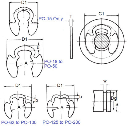 1142197 | ECL-0277-0318-C-KR (250 Pcs) --- E-Clips Retaining Rings - 31.75x27.69x2.36 mm - Carbon Steel
