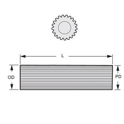 1083638 | G007L-09-D32-0300-C (Length) --- Pinion Wire 32DP Gears - 9 tooth - 8.738x300 mm - Carbon steel