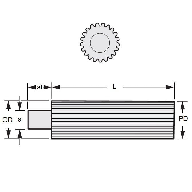 1096645 | G013L-12-D24-0076-C --- Spur Gears - 12 tooth - 12.7x76.2 mm - Carbon Steel