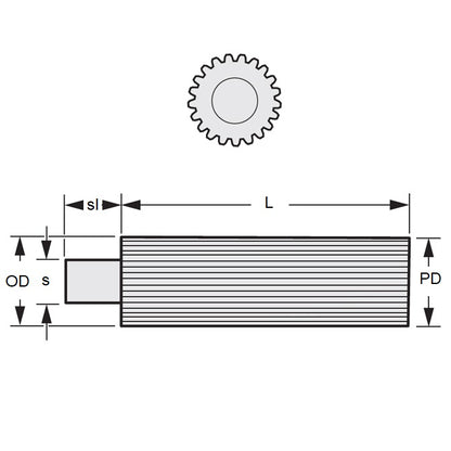 1096645 | G013L-12-D24-0076-C --- Spur Gears - 12 tooth - 12.7x76.2 mm - Carbon Steel