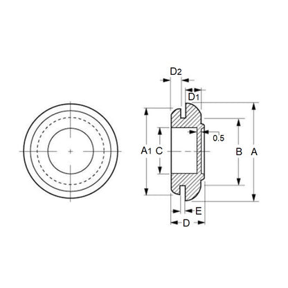 1122064 | GC-200-150-270-E (6 Pcs) --- EPDM Rubber Grommets - 20x15x27 mm - EPDM