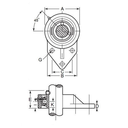 1142825 | IP-280RS --- Offset Housing Assembly - 31.75 S 82.55x76.2 mm