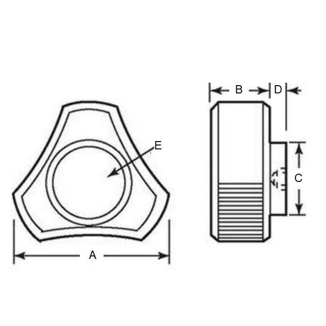 1057442 | KF048C-019-3L-BHST (100 Pcs) --- Lobe Knobs - 10-24 UNC - 4.76mm - 19.05x9.5 mm - Brass