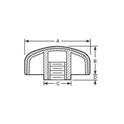 1059419 | KF048F-030-3L-SFT --- Lobe Knobs - 10-32 UNF - 4.76mm - 29.97x14 mm - Zinc Plated Brass