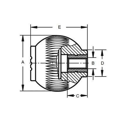 1072384 | KF064C-025-NG (10 Pcs) --- Ball Knobs - 1/4-20 UNC -6.35mm- 24.89x9.9 mm - Steel