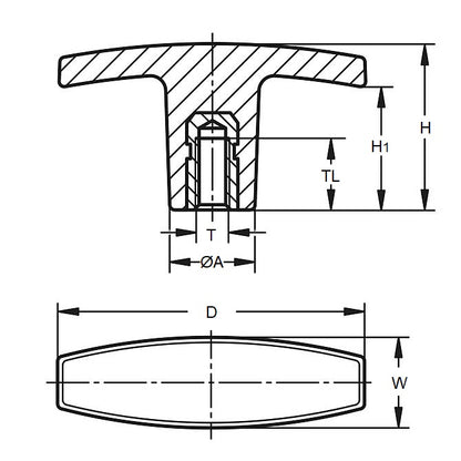1228941 | KF080M-080-W (4 Pcs) --- Wing Knobs - M8x1.25 80x26 mm