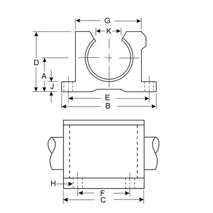 1110107 | PBC-111RS --- Housings Pillow Block Frelon Linear - 15.875x22.225x63.5 mm