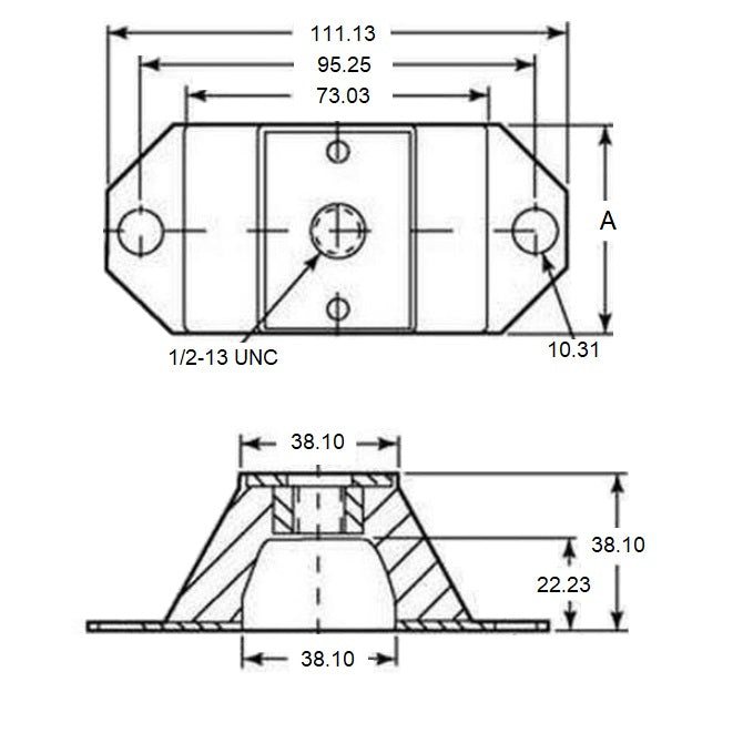 1191119 | MCOM-0118-102 --- Compression Mounts - 117.934 Kg - 101.6x111.125 mm - Neoprene Rubber