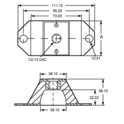 1191119 | MCOM-0118-102 --- Compression Mounts - 117.934 Kg - 101.6x111.125 mm - Neoprene Rubber