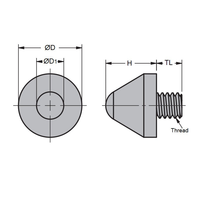 1035901 | MCOD-0001-013 --- Cone Mounts - 1/4-12 UNC 2A 12.7x6.35 mm