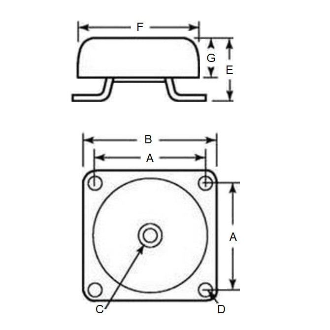 1142007 | MCUP-0032-060 --- Cup Industrial Mounts - 31.7 Kg - 60.452 mm - 1/4-20 UNC -6.35mm-