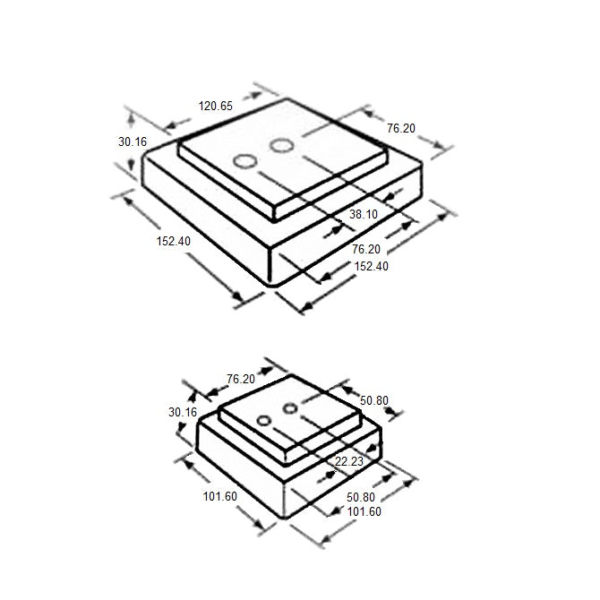 1199606 | MLM-4540-152-MC (4 Pcs) --- Levelling Studded Machine Mounts - 152.40 x 152.40 30.2 mm - 80  - Aluminium - Steel - Elastomer Duro 80