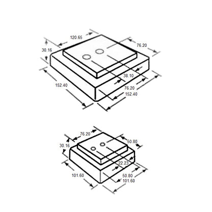 1199606 | MLM-4540-152-MC (4 Pcs) --- Levelling Studded Machine Mounts - 152.40 x 152.40 30.2 mm - 80  - Aluminium - Steel - Elastomer Duro 80