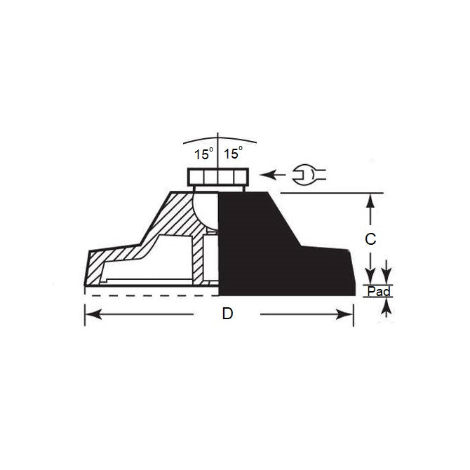 1104529 | TMF-602RS --- Levelling Bonded Neoprene Mounts - 13.5 to 36.0 Kg 2.032x5.08 mm
