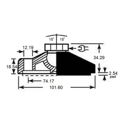 1121014 | MLF-191C-S3NY-2LH --- Levelling Socket Mounts - 3/4-10 UNC -19.05mm- 101.6x18.5 mm - Stainless Steel