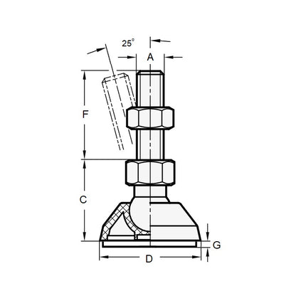 1078297 | MLM-079C-038-TP-040 --- Levelling Studded Mounts - 5/16-18 UNC -7.94mm- 39.9x13 mm - Steel