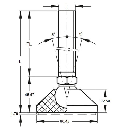 1134700 | MLM-254C-180-S3NY-LA2LH --- Levelling Studded Mounts - 1-8 UNC -25.4mm- 122.9x14.5 mm - Stainless Steel