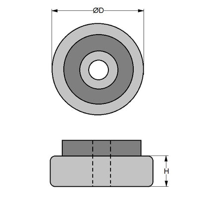 1150759 | MLP-0040-CR --- Levelling Cover Pads Mounts - 39.9 mm - 3.05 - - - Neoprene Rubber