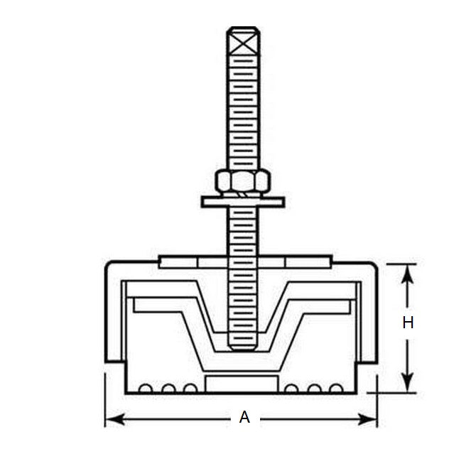 1219239 | MVI-0680-PC --- Vibration Isolation Pads Mounts - 680.4 Kg - 453.6 Kg - 88.9  - Steel and Neoprene