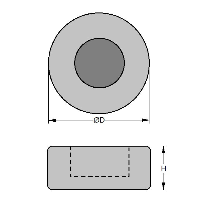 1159378 | MLP-0050-CR --- Levelling Cover Pads Mounts - 50 mm - 2 - - - Neoprene Rubber