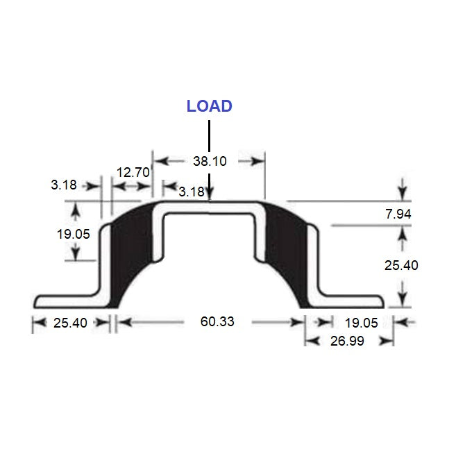 1211831 | MVIS-0272 --- Vibro Insulator Strips Mounts - 272.155 kg - 304.8x114.3 mm - Neoprene Rubber and Steel