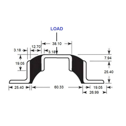 1211831 | MVIS-0272 --- Vibro Insulator Strips Mounts - 272.155 kg - 304.8x114.3 mm - Neoprene Rubber and Steel