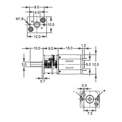 1095402 | 12LM-1-300 (10 Pcs) --- Open Gear Gearmotors - 11.67 RPM - 1.5 V - 0.05 A