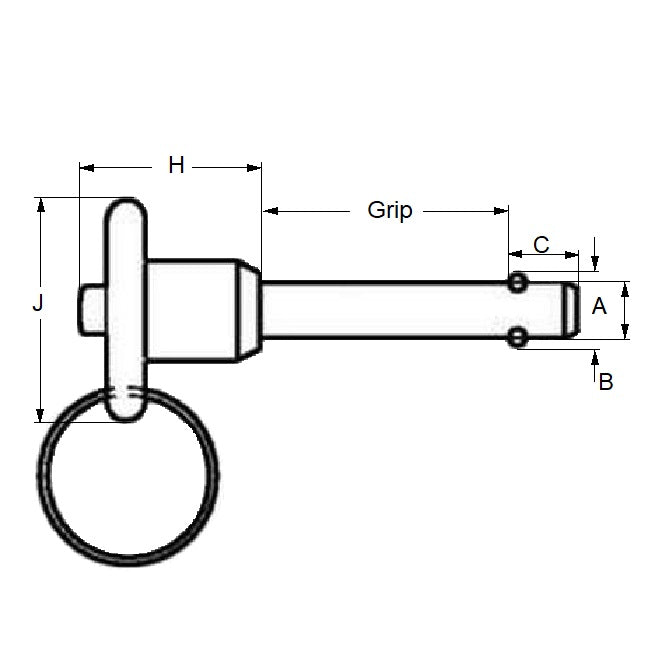1071560 | BLP-064-0127-BT-S4 --- Ball Lock Pins - 6.35x12.7 mm - 304 Stainless Steel Shank / Aluminium Handle