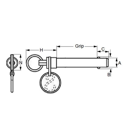1073380 | BLP-064-0635-DR-S17 --- Ball Lock Pins - 6.35x63.5 mm - 17-4 PH Stainless