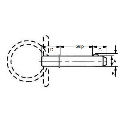 1134560 | BLP-254-0762-RSH-C --- Ball Lock Pins - 25.4x76.2 mm - Carbon Steel