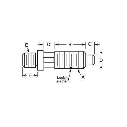 1071471 | PLST-064C-127-TACL-022 (125 Pcs) --- Spring Threaded Adapter Plungers - 1/4-20 UNC -6.35mm- 12.7 mm - 4.5 N - Steel